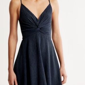 Abercrombie & Fitch Navy Twist-Front Spaghetti Strap Mini Dress